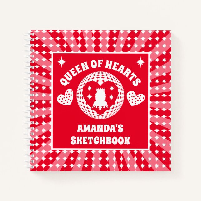 Red Queen of Hearts Personalisiert Kids Sketchbook Notizbuch (Vorderseite)