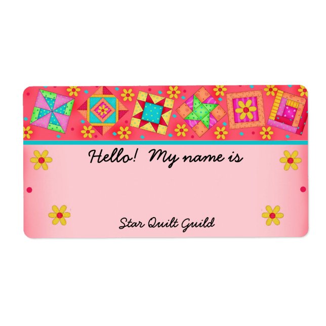 Red Quilt Blocks Quilters Name Tag (Vorne)