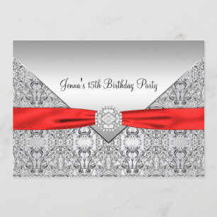 Red Quinceanera 15. Geburtstagsparty Einladung