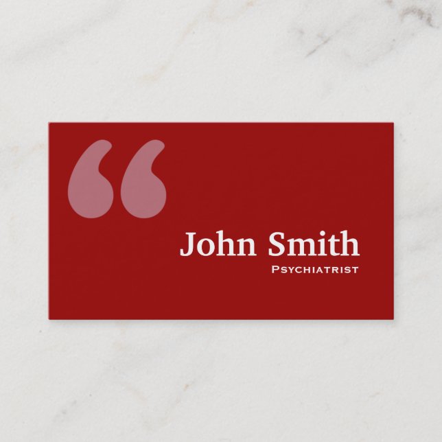 Red Quotes Psychiatrist Business Card Visitenkarte (Vorderseite)