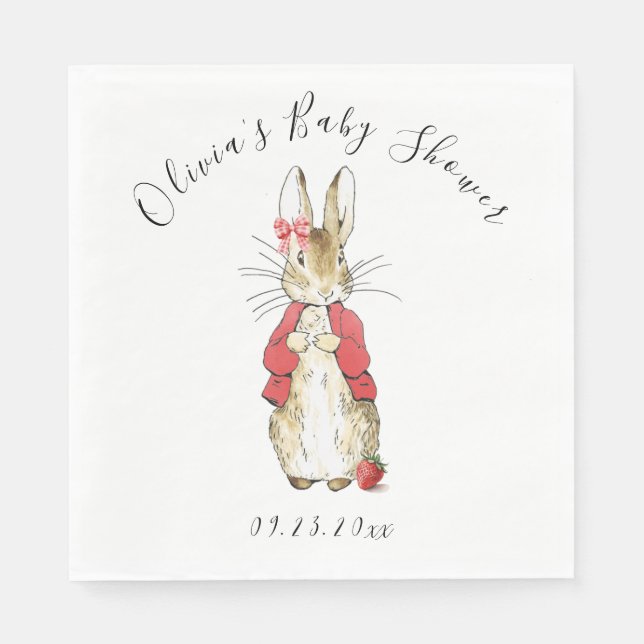 Red Rabbit Watercolor Baby Dusche Serviette (Vorderseite)