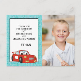 Red Race Car auf Blue Birthday Foto Vielen Dank Postkarte