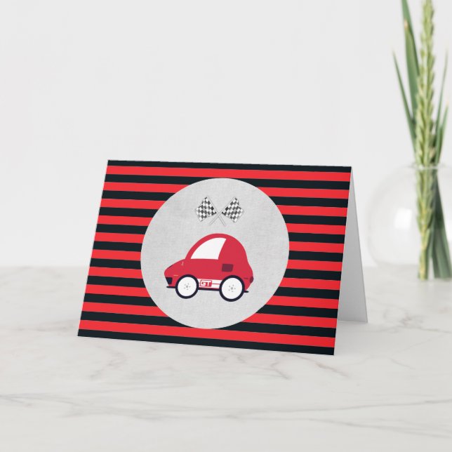 Red Race Car Birthday Classic Vielen Dank Karte (Vorderseite)