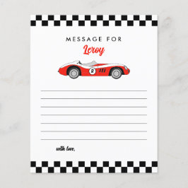 Red Race Car Boy Birthday Time Kapsel Note Card