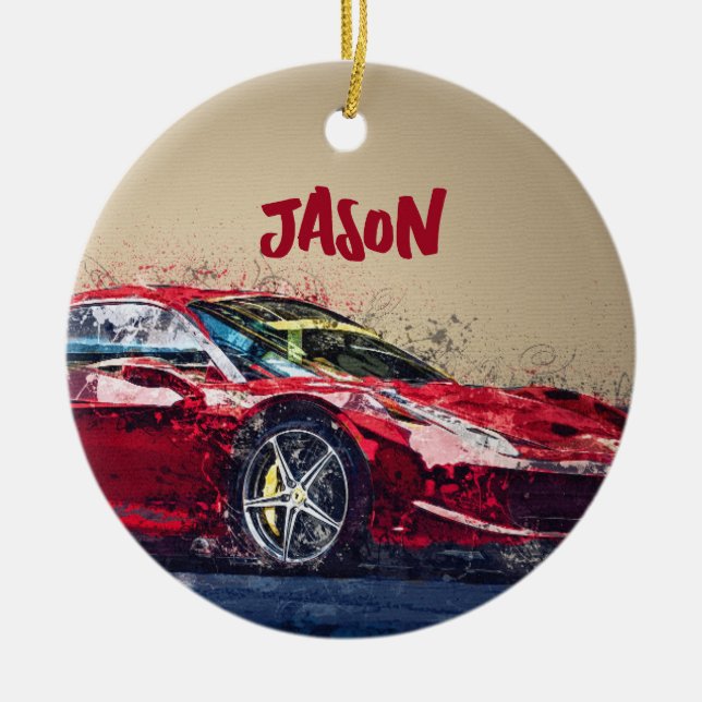 Red Race Car cadeau ornement personnalisé (Devant)