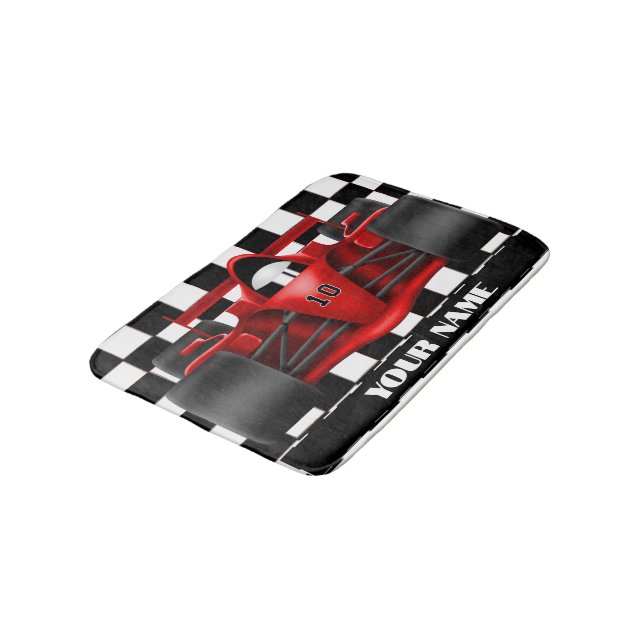 Red Race Car Drag Rennen Rug Mat Wohngestaltung Badematte (Schrägansicht)