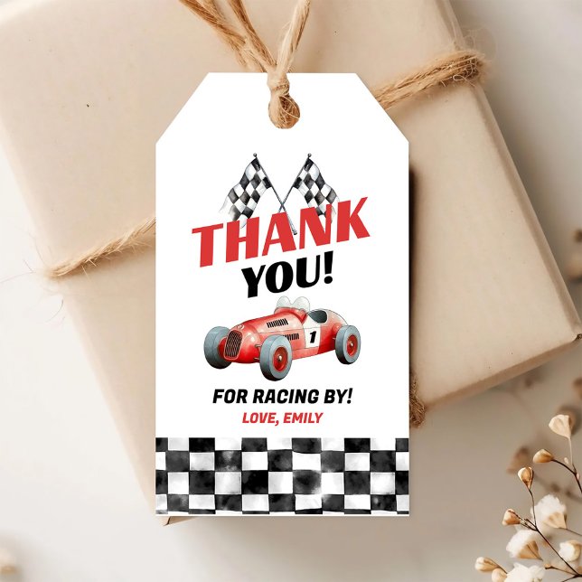 Red Race Car Geburtstagsgeschenk Tag Geschenkanhänger (Von Creator hochgeladen)