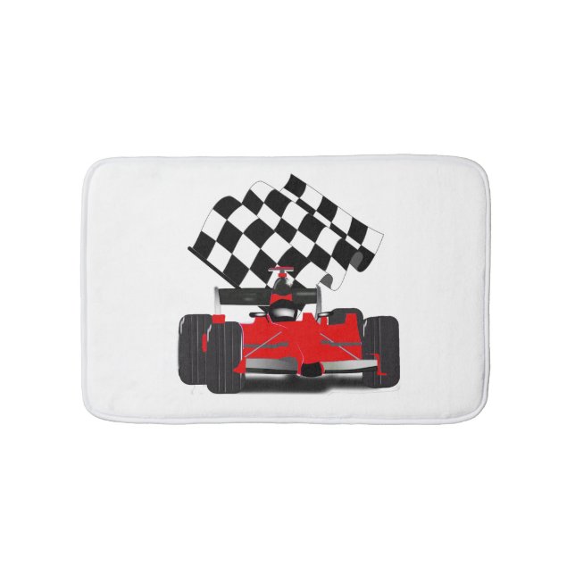 Red Race Car mit Checkbox Badematte (Vorderseite)