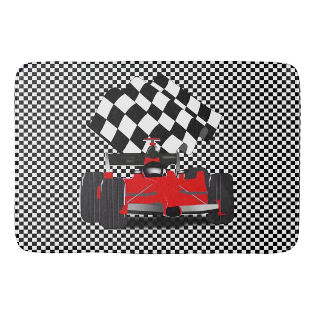 Red Race Car mit Checkbox Badematte (Vorderseite)