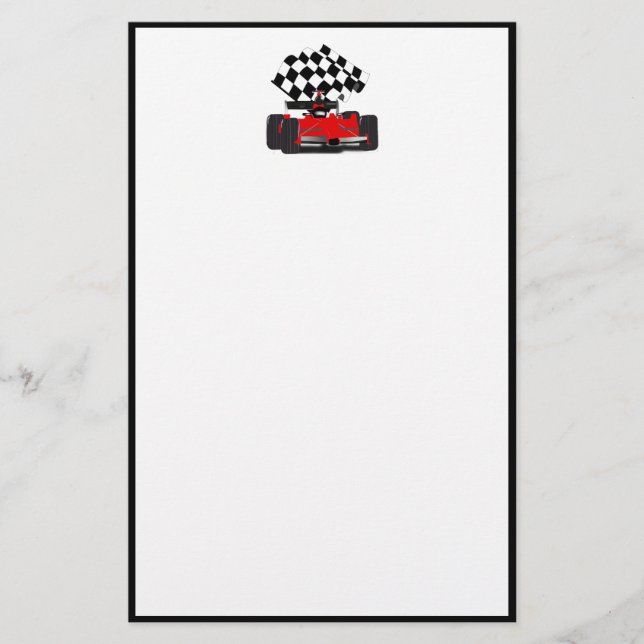 Red Race Car mit Checkbox Briefpapier (Vorderseite)