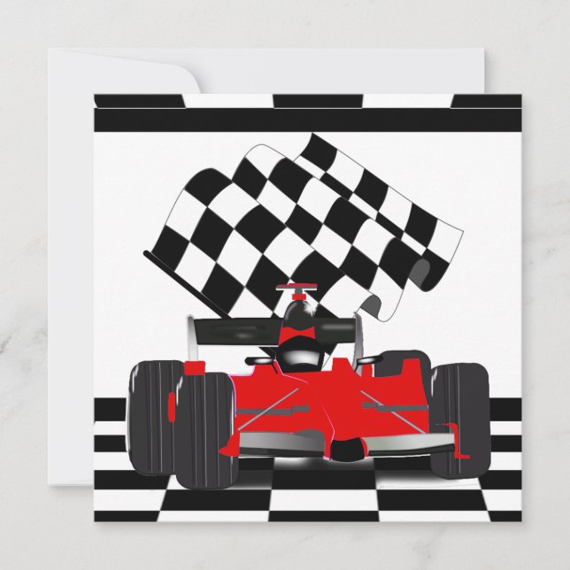 Red Race Car mit Checkbox Einladung (Vorderseite)