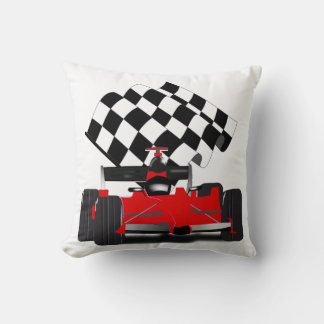 Red Race Car mit Checkbox Kissen