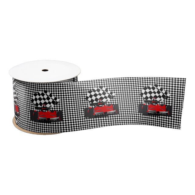 Red Race Car mit Checkbox Satinband (Spule)