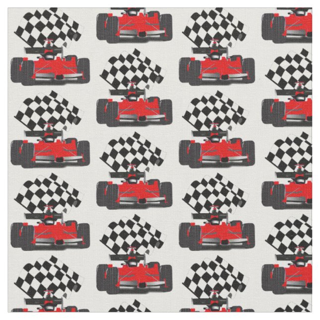 Red Race Car mit Checkbox Stoff (Nahaufnahme)