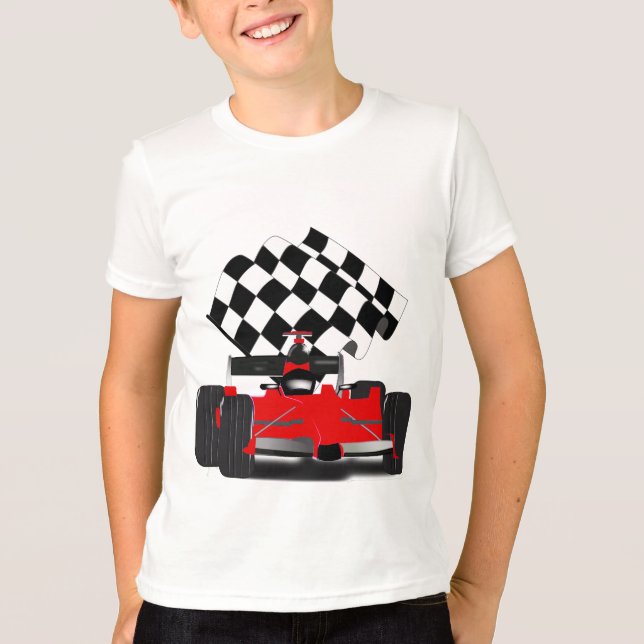 Red Race Car mit Checkbox T-Shirt (Vorderseite)