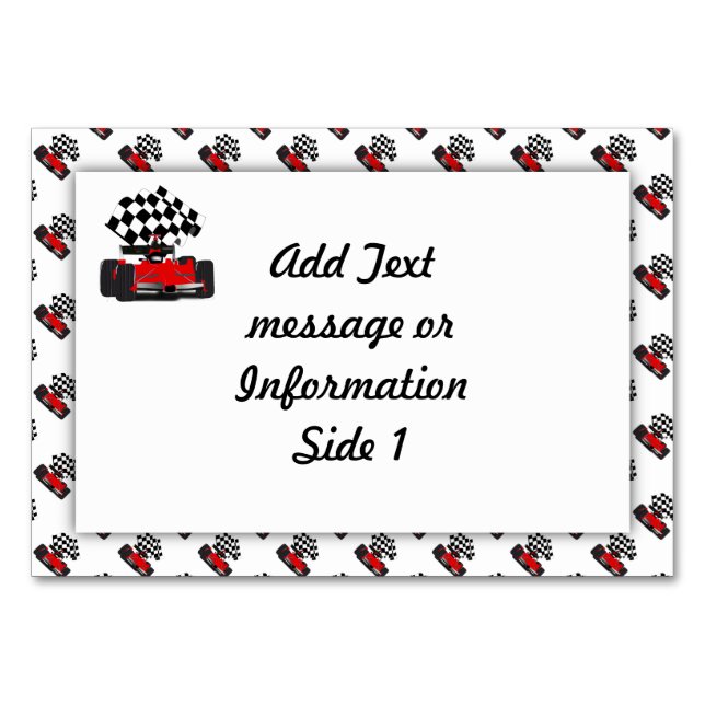 Red Race Car mit Checkbox Tischnummer (Vorderseite)