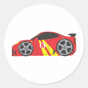 Red Race Car Runder Aufkleber