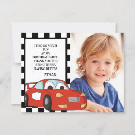 Red Race Car Schwarz-weißes Foto Geburtstag Vielen Feiertagskarte