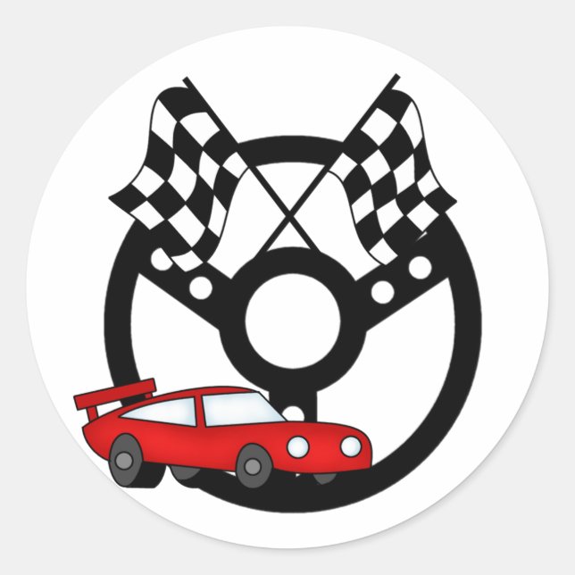 Red Race Car Tshirts und Geschenke Runder Aufkleber (Vorderseite)