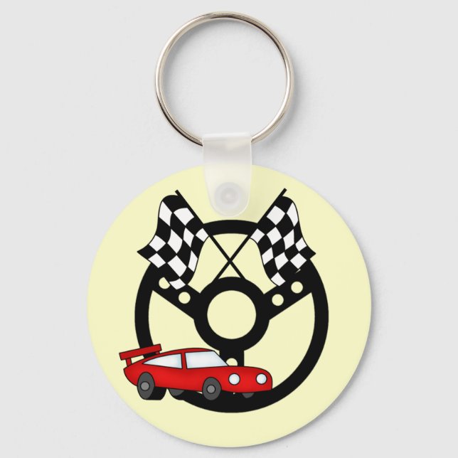 Red Race Car Tshirts und Geschenke Schlüsselanhänger (Vorderseite)