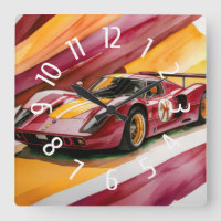 Red Race Car Watercolor Gelb
