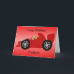 Red Racing Car Personalisiert Grandson Geburtstag Karte<br><div class="desc">Grußkarte rotes Rennwagen Design Enkel Geburtstagskarte. Passen Sie diese Geburtstagskarte mit jedem beliebigen Text an und lassen Sie sie dann ausdrucken und an Sie senden oder laden Sie sie sofort auf Ihr Mobiltelefon herunter. Wenn Sie Hilfe bei der Anpassung benötigen, kontaktieren Sie uns über den Link auf dieser Seite. Rennwagendesign...</div>