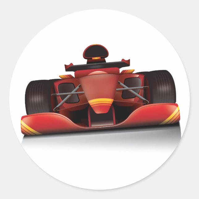 Red Racing Car Runder Aufkleber (Vorderseite)