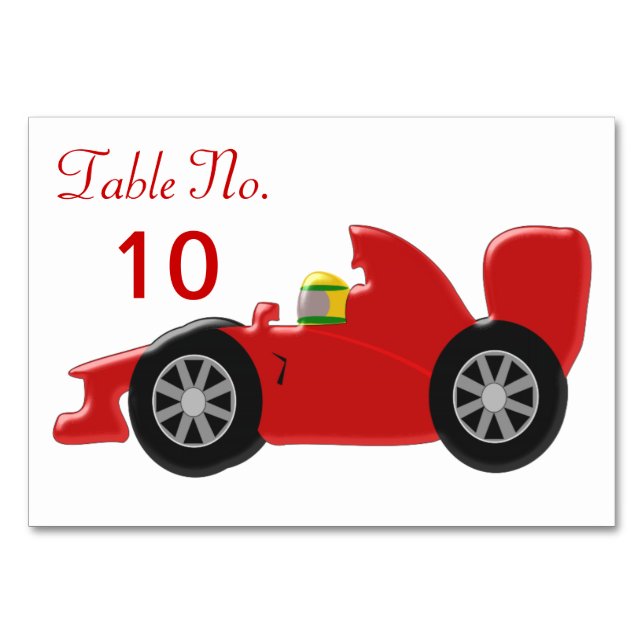 Red Racing Car Tischnummer (Vorderseite)