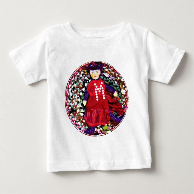 Red Rag Queen Textile Doll mit Ihrem Monogramm Baby T-shirt (Vorderseite)