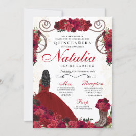 Red Ranchero Princess Quinceanera Einladung