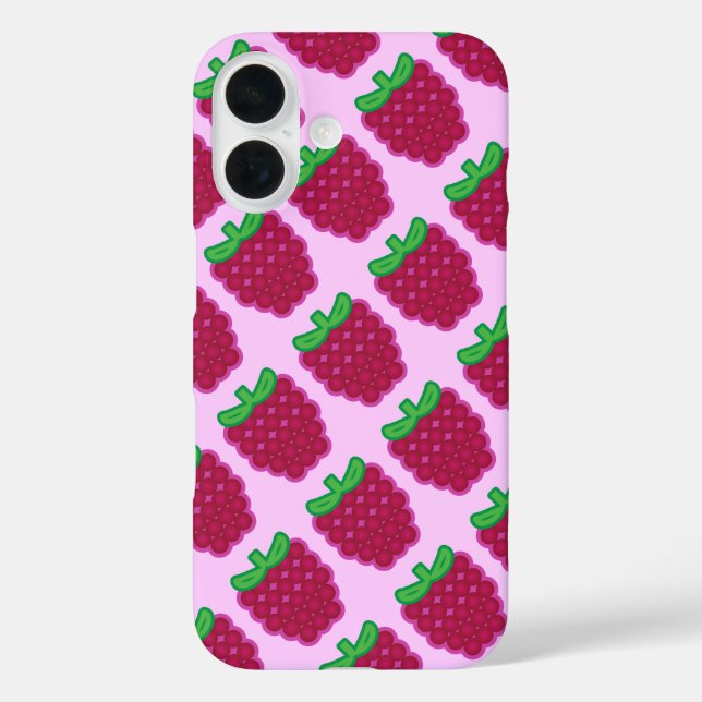 Red Raspberry Pattern iPhone Case (Rückseite)