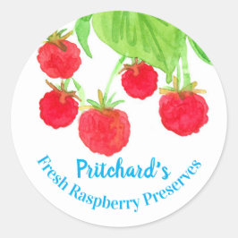 Red Raspberry Watercolor Fruchtmark Jar Label Runder Aufkleber