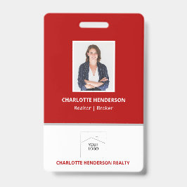 Red Real Anwesen Agent Foto Logo Abzeichen Ausweis