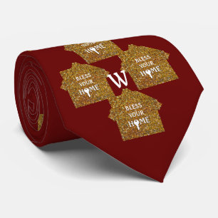 Red Real Anwesen BLESS DEIN ZUHAUSE Glitzer Monogr Krawatte