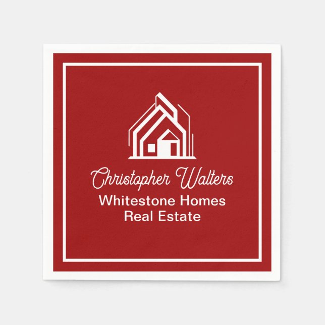 Red Real Estate Company Custom Realtor Serviette (Vorderseite)