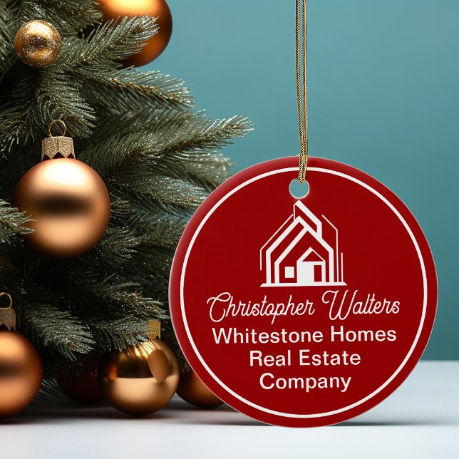 Red Real Estate Company Customized Christmas Keramik Ornament (Von Creator hochgeladen)