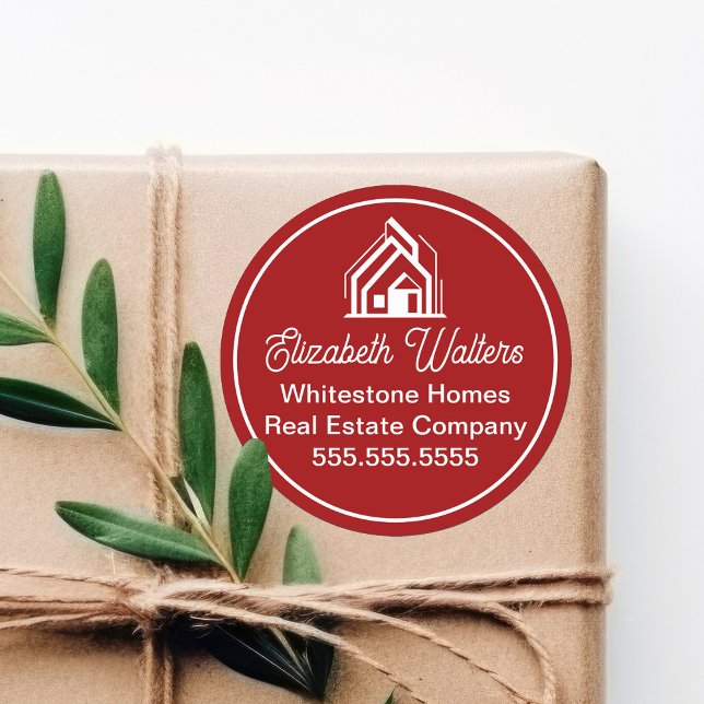 Red Real Estate Company Customized Realtor Runder Aufkleber (Von Creator hochgeladen)