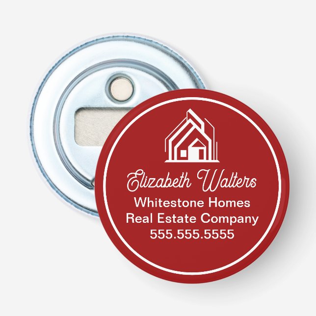 Red Real Estate Company Personalized Realtor Flaschenöffner (Vorderseite)