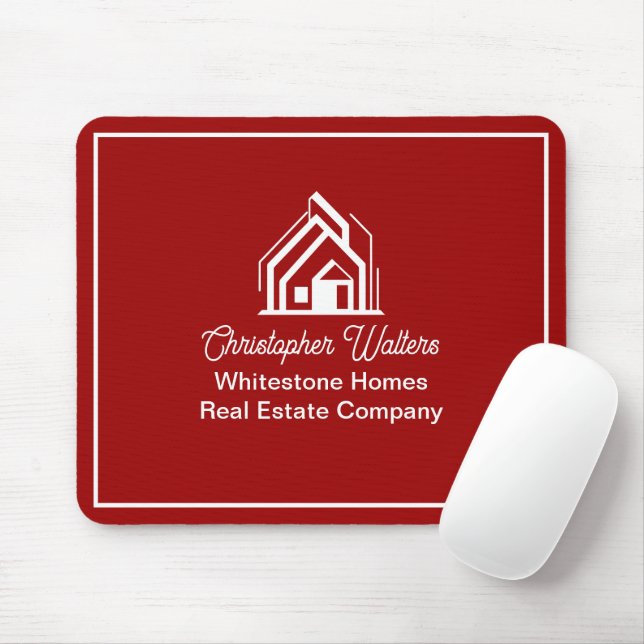 Red Real Estate Company Personalized Realtor Mousepad (Mit Mouse)