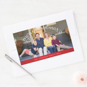 Red Rectangle Frohe Weihnachts-Foto Stickers