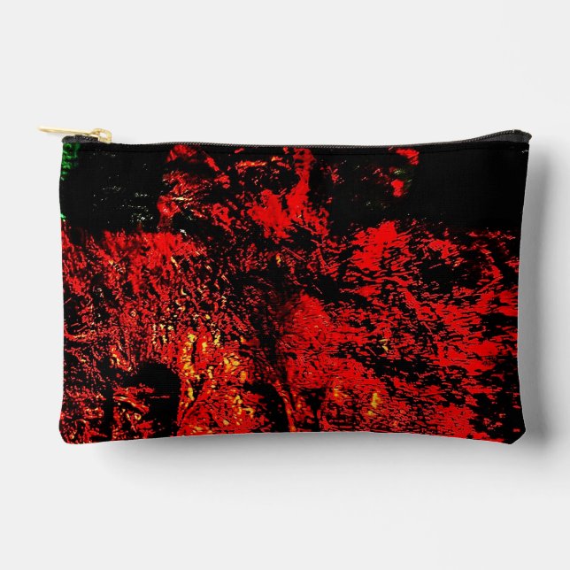Red recycled Cut Sew Bag,Dark abstract texture Zubehörtasche (Vorderseite)