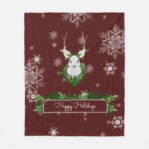 Red Reindeer Fleece Blanket