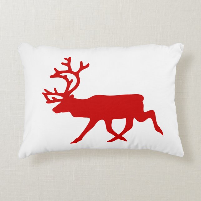 Red Reindeer / Karibik-Silhouette Dekokissen (Vorderseite)