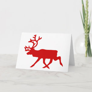 Red Reindeer / Karibik-Silhouette Feiertagskarte