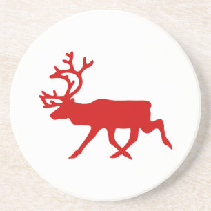 Red Reindeer / Karibik-Silhouette Getränkeuntersetzer