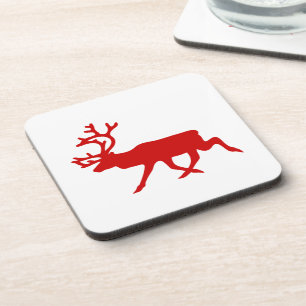 Red Reindeer / Karibik-Silhouette Getränkeuntersetzer