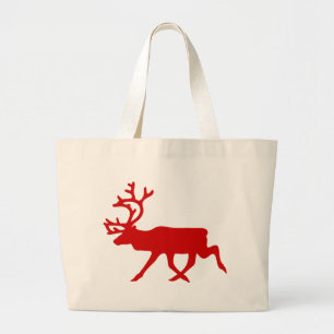 Red Reindeer / Karibik-Silhouette Jumbo Stoffbeutel