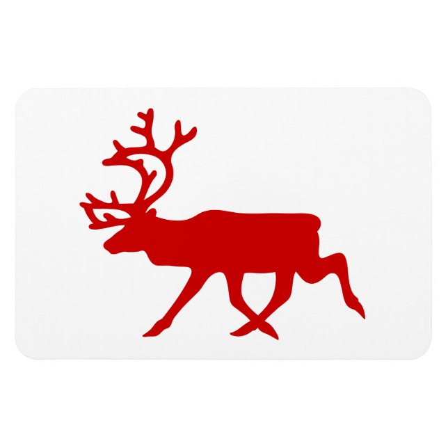 Red Reindeer / Karibik-Silhouette Magnet (Horizontal)