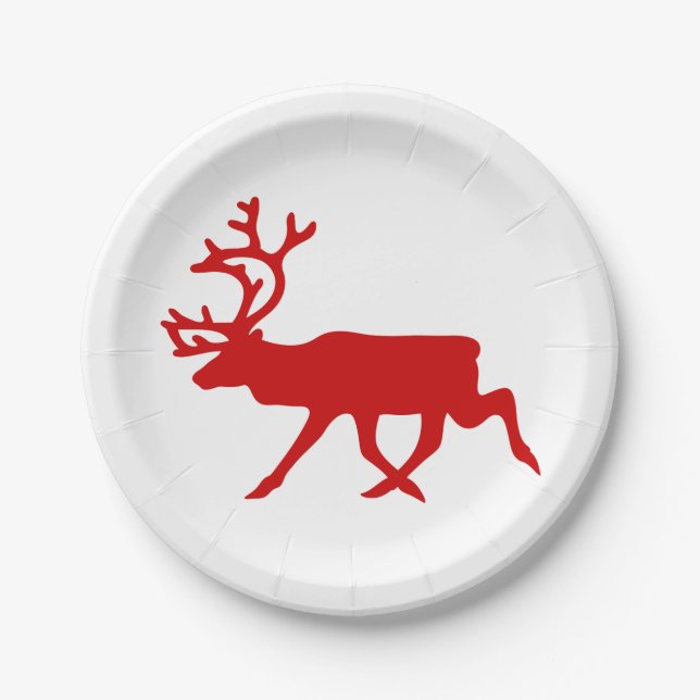 Red Reindeer / Karibik-Silhouette Pappteller (Vorderseite)