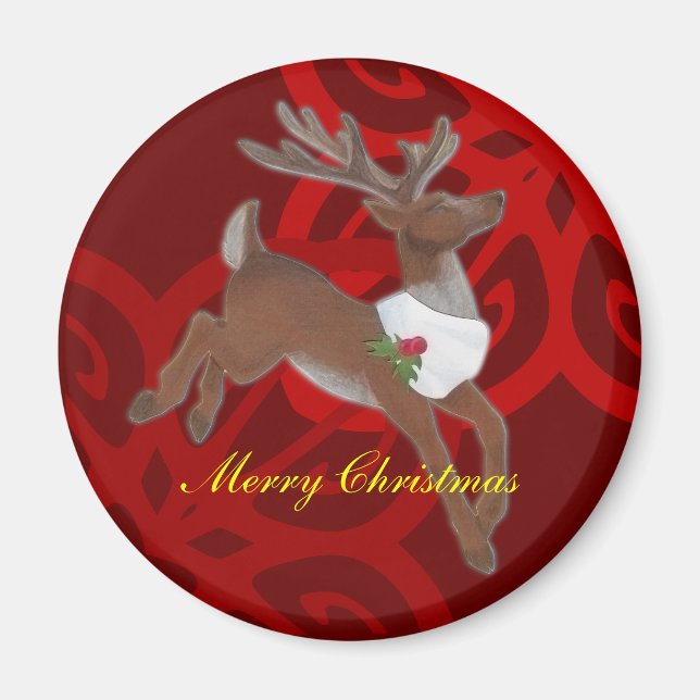 Red Reindeer Magnet (Vorne)